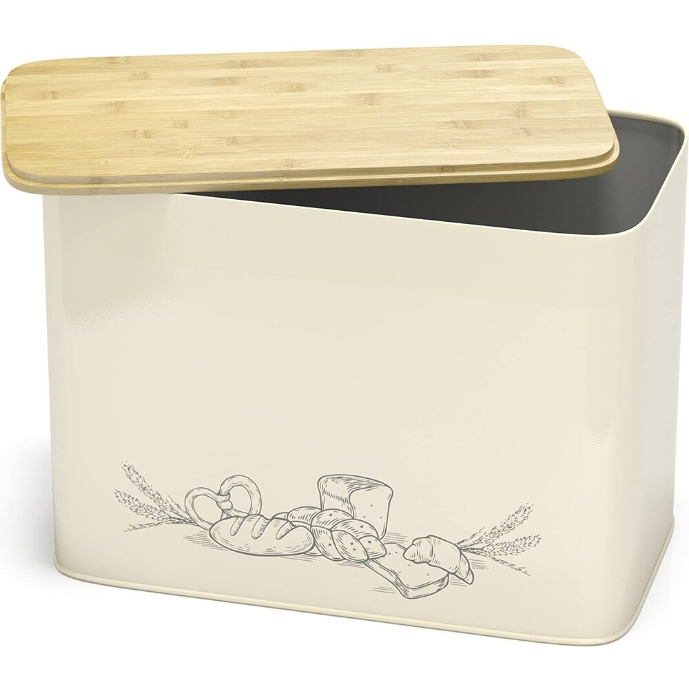 Extra Large Space Saving Vertical Bread Box with Eco Bamboo Cutting Board Lid